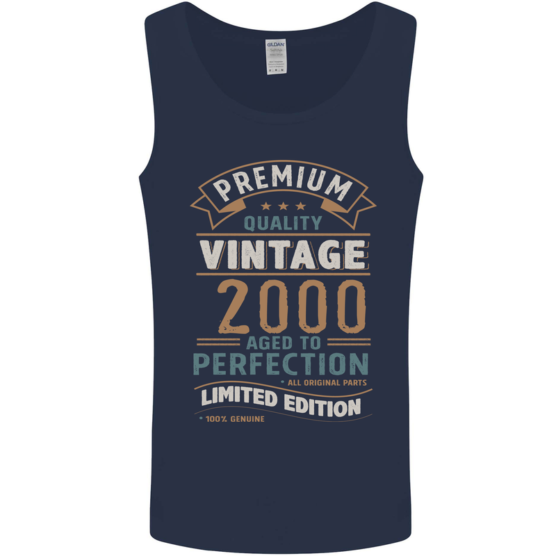 Premium Vintage 23rd Birthday 2000 Mens Vest Tank Top Navy Blue