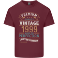 Premium Vintage 24th Birthday 1999 Mens Cotton T-Shirt Tee Top Maroon