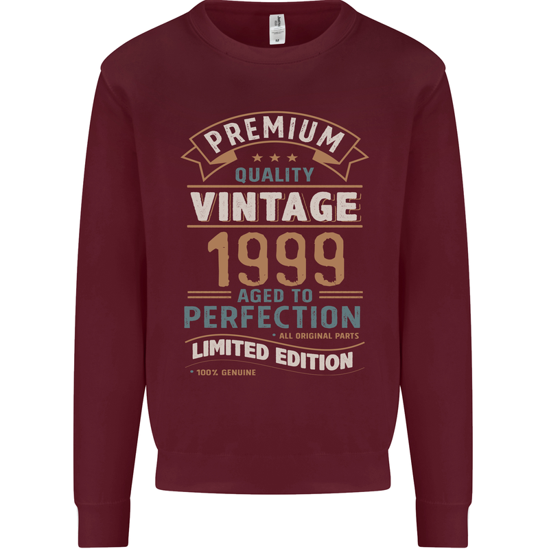 Premium Vintage 24th Birthday 1999 Mens Sweatshirt Jumper Maroon