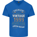 Premium Vintage 24th Birthday 1999 Mens V-Neck Cotton T-Shirt Royal Blue
