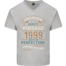 Premium Vintage 24th Birthday 1999 Mens V-Neck Cotton T-Shirt Sports Grey