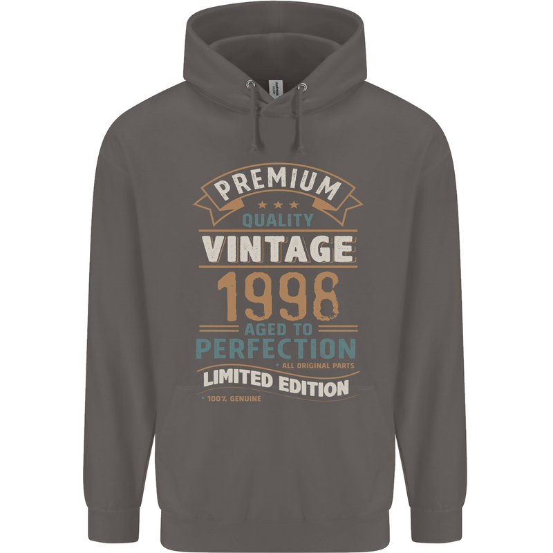 Premium Vintage 25th Birthday 1998 Mens 80% Cotton Hoodie Charcoal