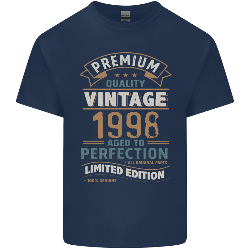 Premium Vintage 25th Birthday 1998 Mens Cotton T-Shirt Tee Top Navy Blue