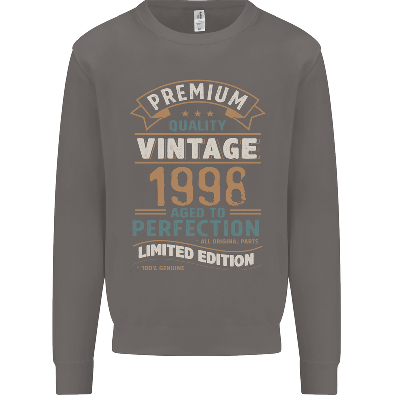 Premium Vintage 25th Birthday 1998 Mens Sweatshirt Jumper Charcoal