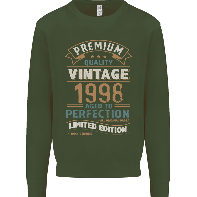 Premium Vintage 25th Birthday 1998 Mens Sweatshirt Jumper Forest Green