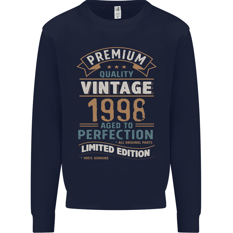 Premium Vintage 25th Birthday 1998 Mens Sweatshirt Jumper Navy Blue