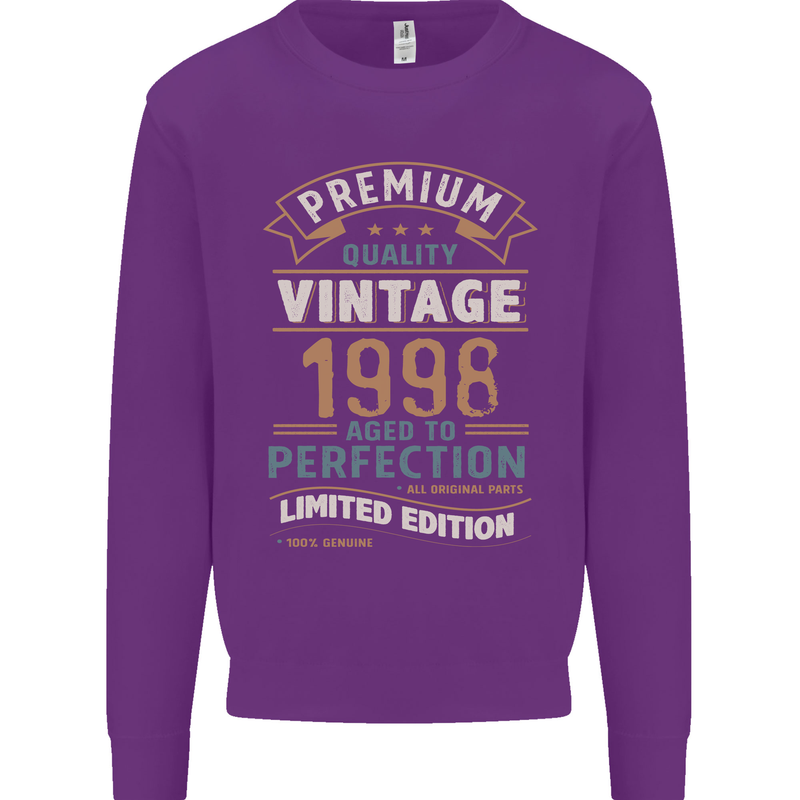 Premium Vintage 25th Birthday 1998 Mens Sweatshirt Jumper Purple