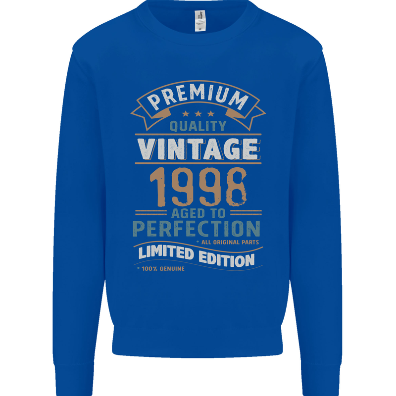 Premium Vintage 25th Birthday 1998 Mens Sweatshirt Jumper Royal Blue