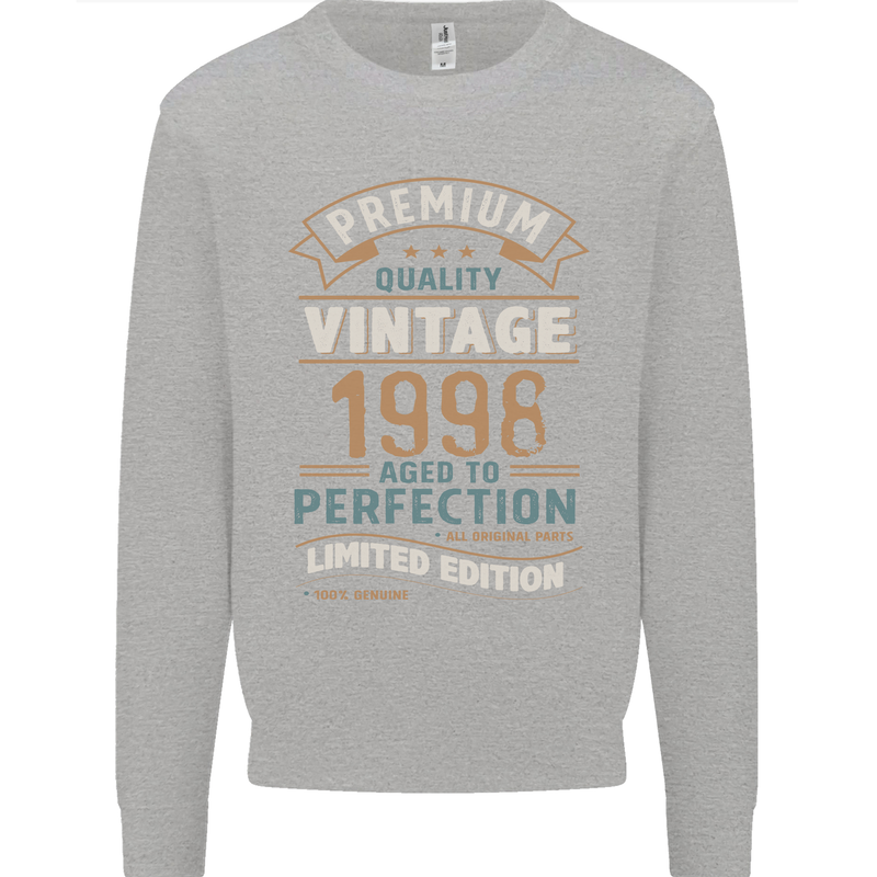 Premium Vintage 25th Birthday 1998 Mens Sweatshirt Jumper Sports Grey