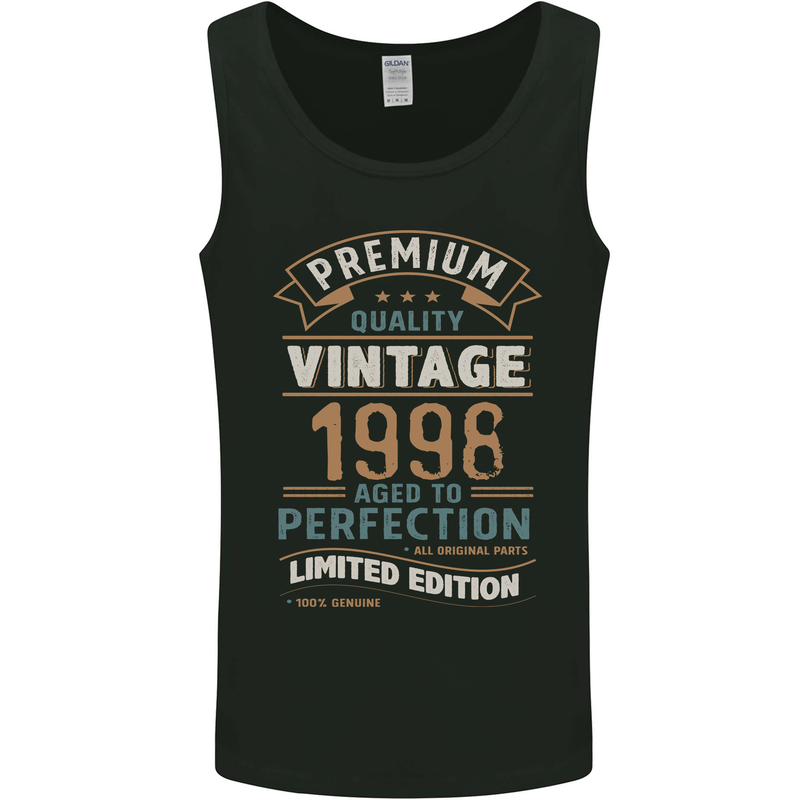 Premium Vintage 25th Birthday 1998 Mens Vest Tank Top Black
