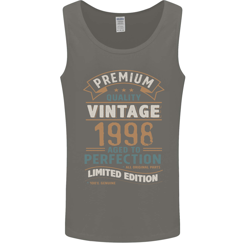 Premium Vintage 25th Birthday 1998 Mens Vest Tank Top Charcoal