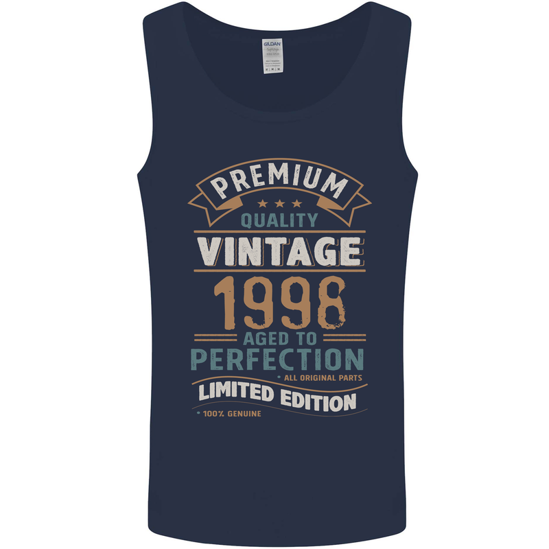 Premium Vintage 25th Birthday 1998 Mens Vest Tank Top Navy Blue