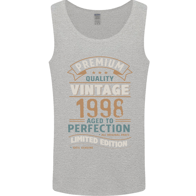 Premium Vintage 25th Birthday 1998 Mens Vest Tank Top Sports Grey