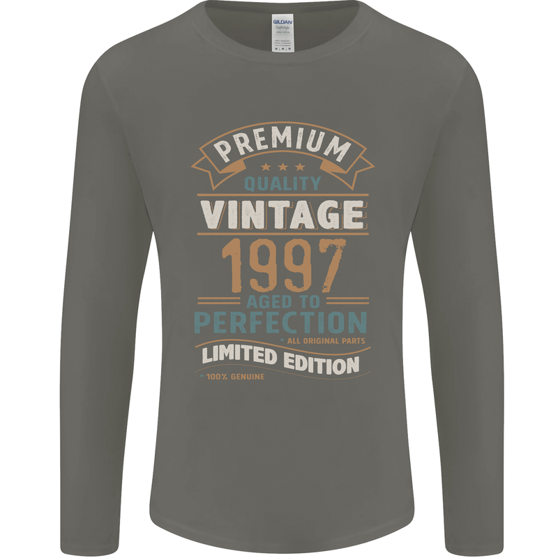 Premium Vintage 26th Birthday 1997 Mens Long Sleeve T-Shirt Charcoal