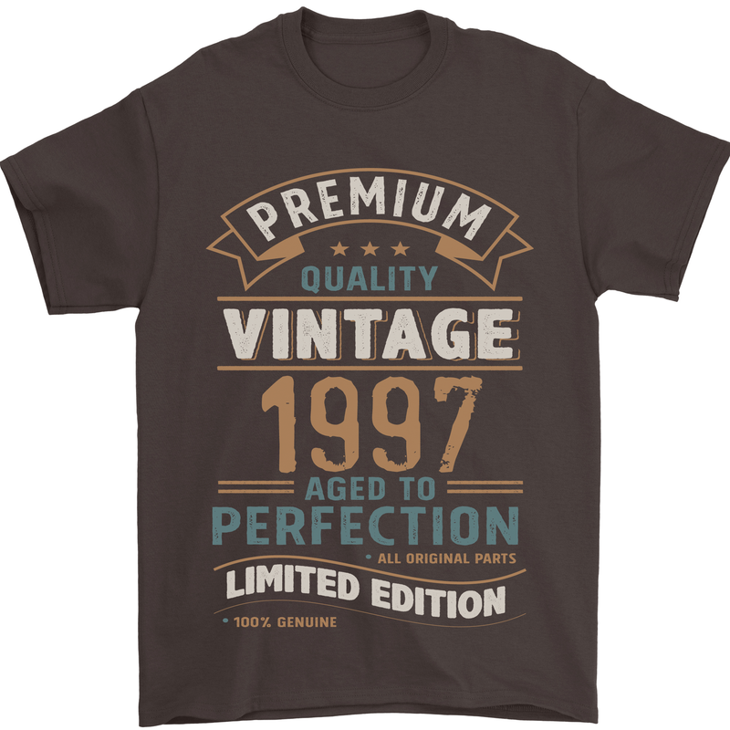 Premium Vintage 26th Birthday 1997 Mens T-Shirt 100% Cotton Dark Chocolate