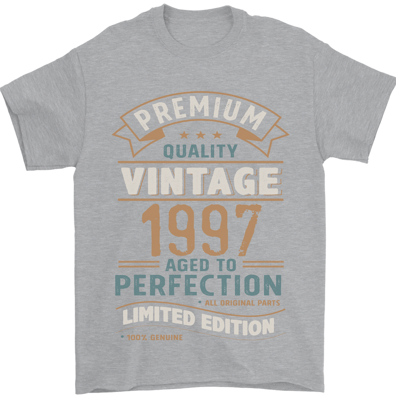Premium Vintage 26th Birthday 1997 Mens T-Shirt 100% Cotton Sports Grey