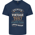 Premium Vintage 26th Birthday 1997 Mens V-Neck Cotton T-Shirt Navy Blue