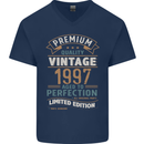Premium Vintage 26th Birthday 1997 Mens V-Neck Cotton T-Shirt Navy Blue