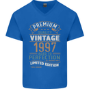 Premium Vintage 26th Birthday 1997 Mens V-Neck Cotton T-Shirt Royal Blue
