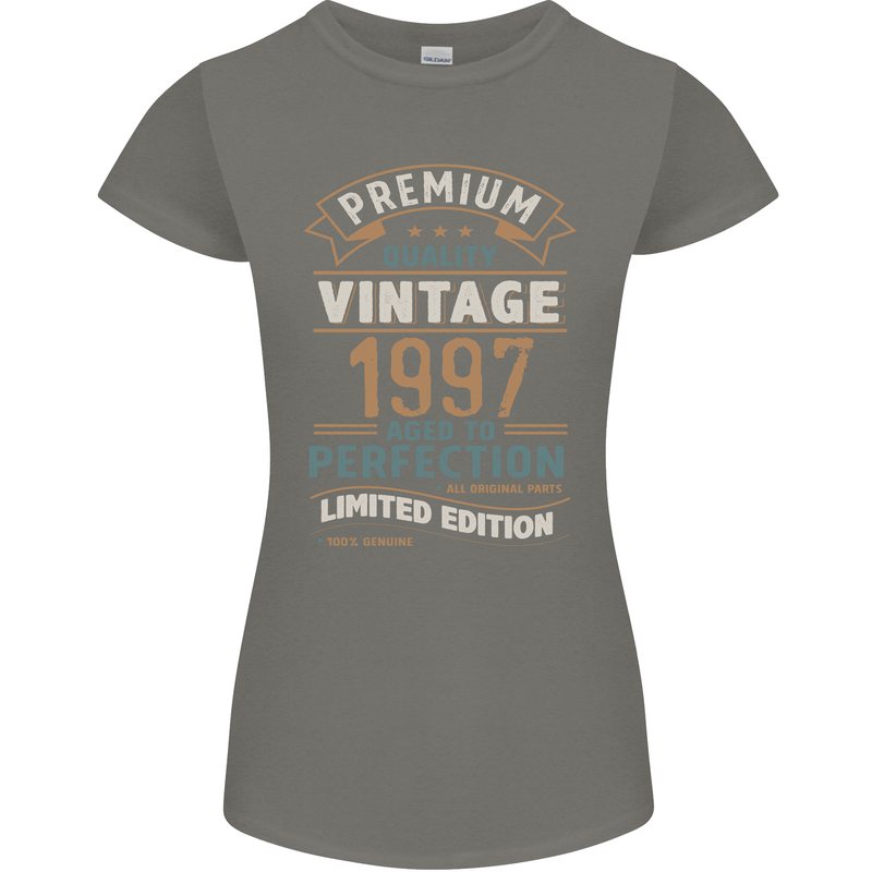 Premium Vintage 26th Birthday 1997 Womens Petite Cut T-Shirt Charcoal