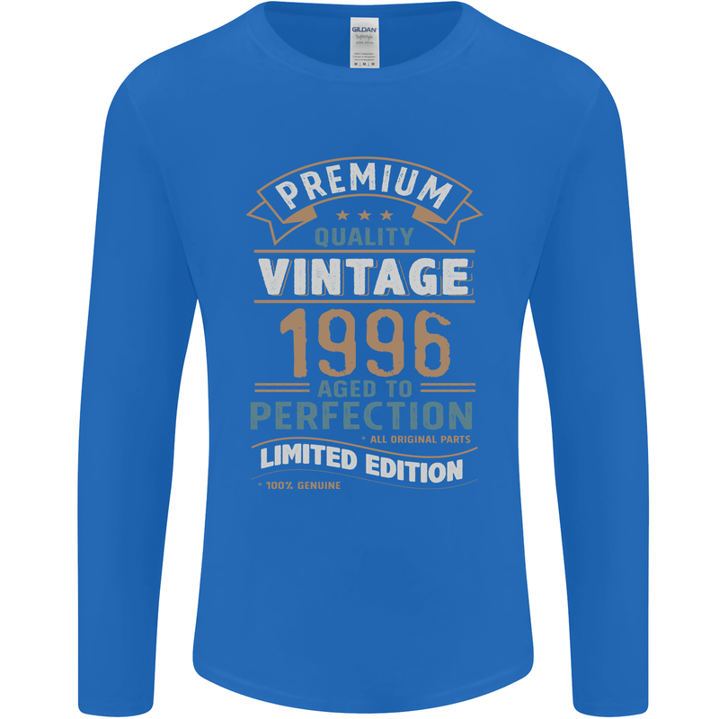 Premium Vintage 27th Birthday 1996 Mens Long Sleeve T-Shirt Royal Blue