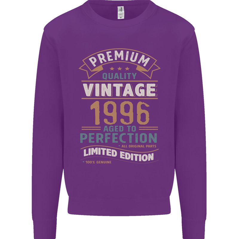 Premium Vintage 27th Birthday 1996 Mens Sweatshirt Jumper Purple