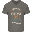 Premium Vintage 27th Birthday 1996 Mens V-Neck Cotton T-Shirt Charcoal