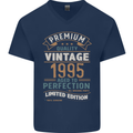 Premium Vintage 28th Birthday 1995 Mens V-Neck Cotton T-Shirt Navy Blue