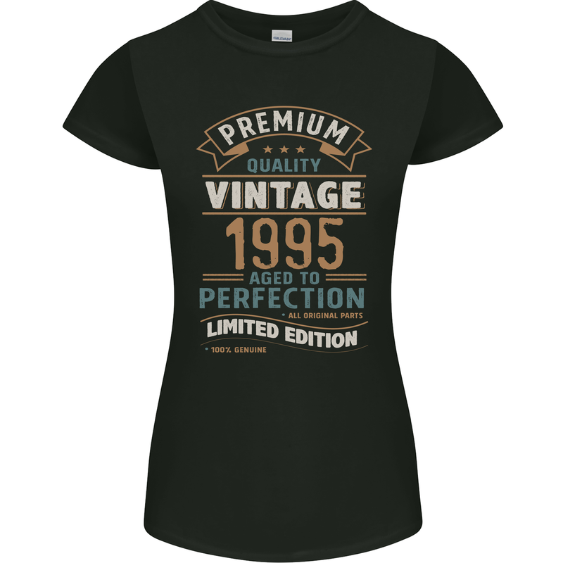 Premium Vintage 28th Birthday 1995 Womens Petite Cut T-Shirt Black