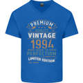 Premium Vintage 29th Birthday 1994 Mens V-Neck Cotton T-Shirt Royal Blue