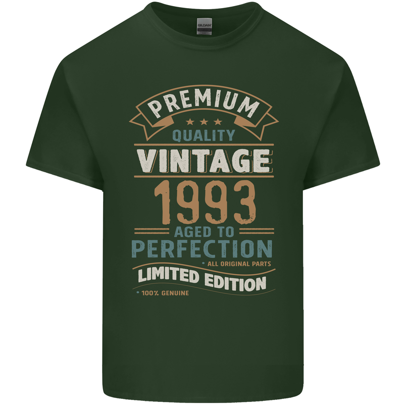 Premium Vintage 30th Birthday 1993 Mens Cotton T-Shirt Tee Top Forest Green