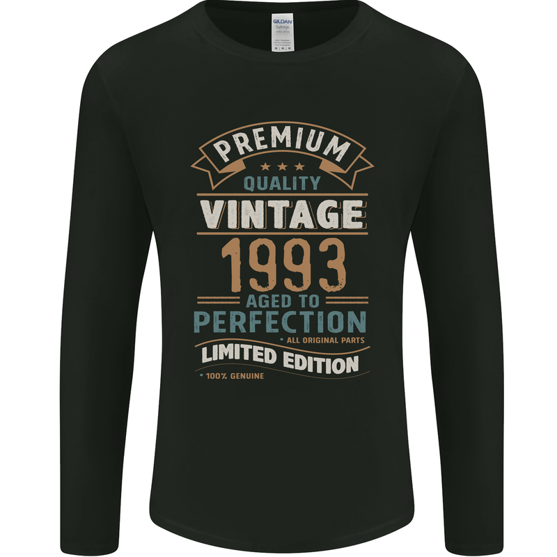 Premium Vintage 30th Birthday 1993 Mens Long Sleeve T-Shirt Black