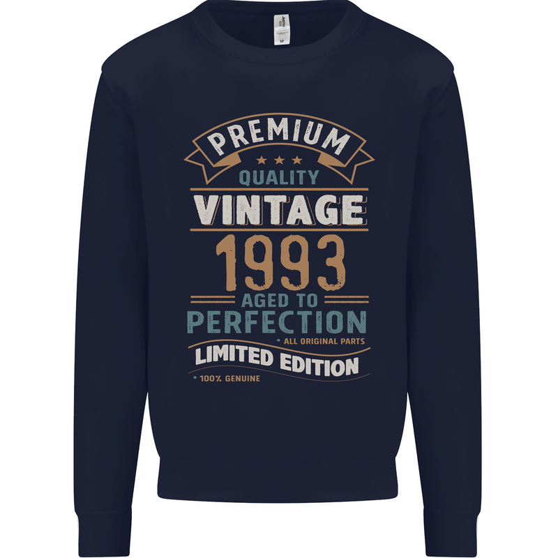 Premium Vintage 30th Birthday 1993 Mens Sweatshirt Jumper Navy Blue