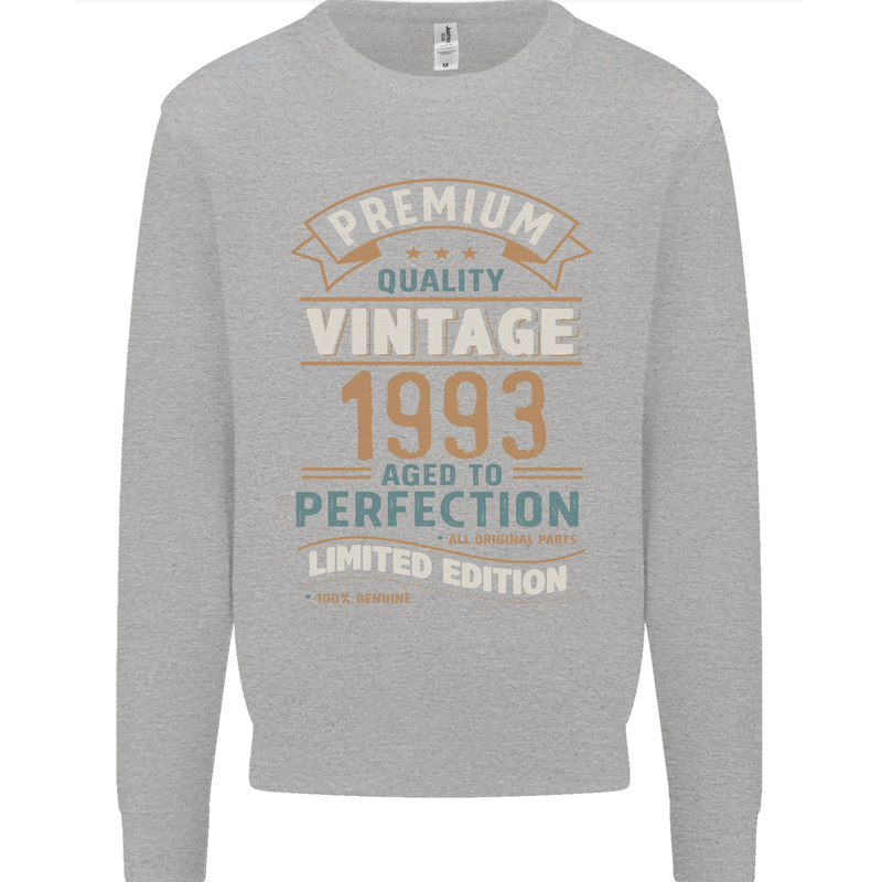 Premium Vintage 30th Birthday 1993 Mens Sweatshirt Jumper Sports Grey