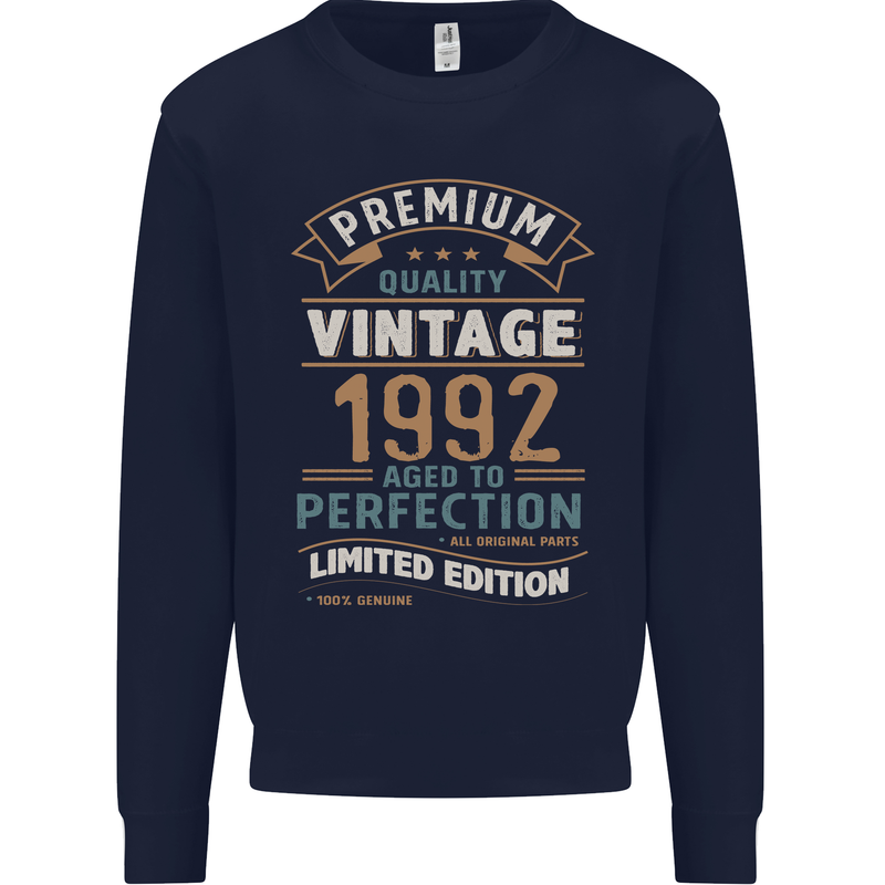 Premium Vintage 31st Birthday 1992 Mens Sweatshirt Jumper Navy Blue