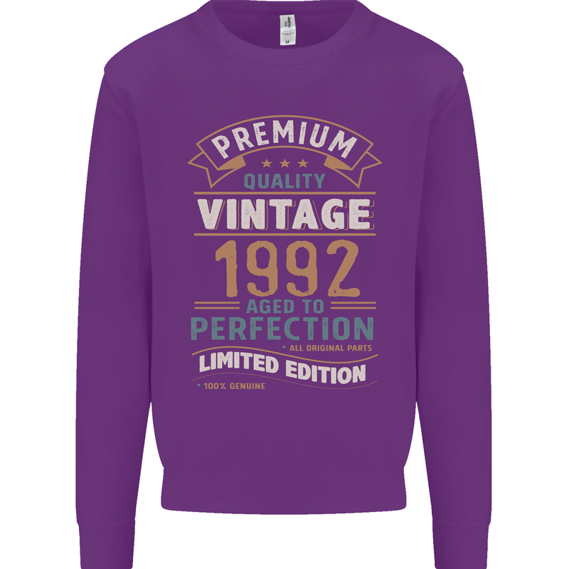 Premium Vintage 31st Birthday 1992 Mens Sweatshirt Jumper Purple