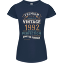 Premium Vintage 31st Birthday 1992 Womens Petite Cut T-Shirt Navy Blue