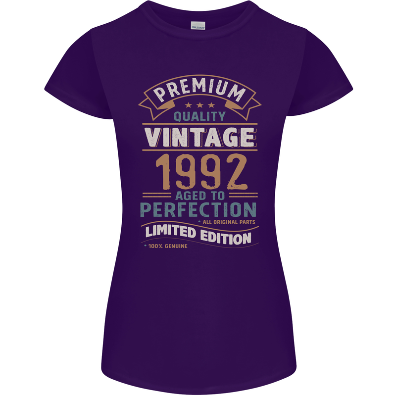 Premium Vintage 31st Birthday 1992 Womens Petite Cut T-Shirt Purple