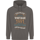 Premium Vintage 32nd Birthday 1991 Mens 80% Cotton Hoodie Charcoal