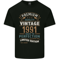Premium Vintage 32nd Birthday 1991 Mens Cotton T-Shirt Tee Top Black