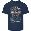 Premium Vintage 32nd Birthday 1991 Mens Cotton T-Shirt Tee Top Navy Blue
