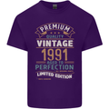 Premium Vintage 32nd Birthday 1991 Mens Cotton T-Shirt Tee Top Purple