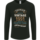 Premium Vintage 32nd Birthday 1991 Mens Long Sleeve T-Shirt Black