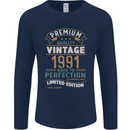Premium Vintage 32nd Birthday 1991 Mens Long Sleeve T-Shirt Navy Blue
