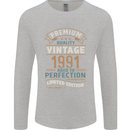 Premium Vintage 32nd Birthday 1991 Mens Long Sleeve T-Shirt Sports Grey
