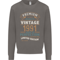 Premium Vintage 32nd Birthday 1991 Mens Sweatshirt Jumper Charcoal