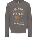Premium Vintage 32nd Birthday 1991 Mens Sweatshirt Jumper Charcoal