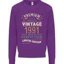 Premium Vintage 32nd Birthday 1991 Mens Sweatshirt Jumper Purple