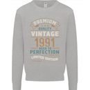 Premium Vintage 32nd Birthday 1991 Mens Sweatshirt Jumper Sports Grey