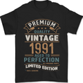 Premium Vintage 32nd Birthday 1991 Mens T-Shirt 100% Cotton Black